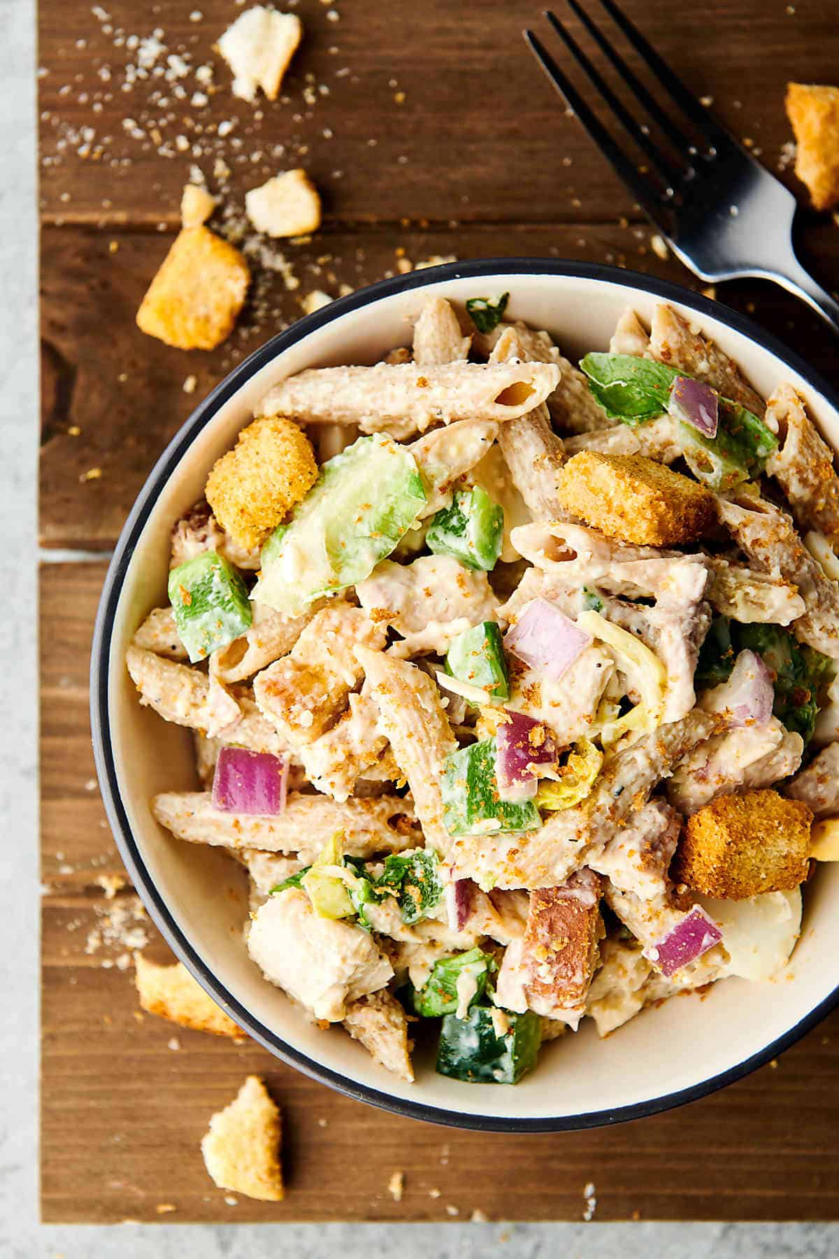 Healthy Chicken Caesar Pasta Salad Recipe W Whole Wheat Penne 9317