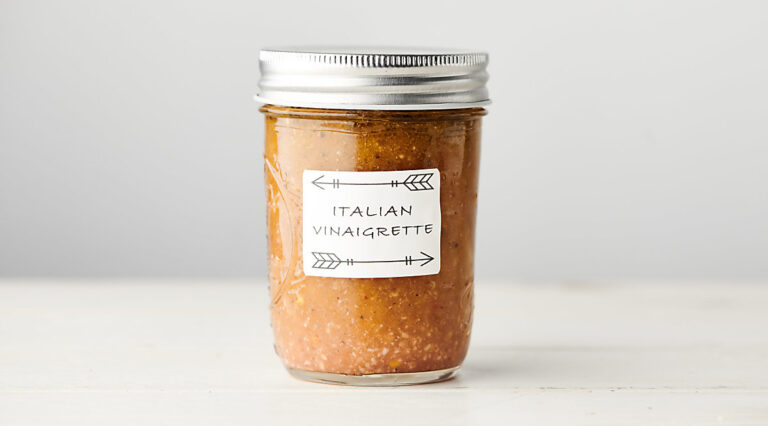 Mason jar of homemade italian dressing
