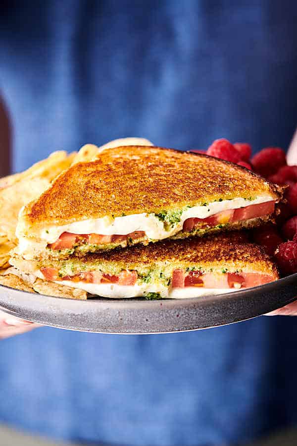 Caprese Grilled Cheese Sandwich on plate