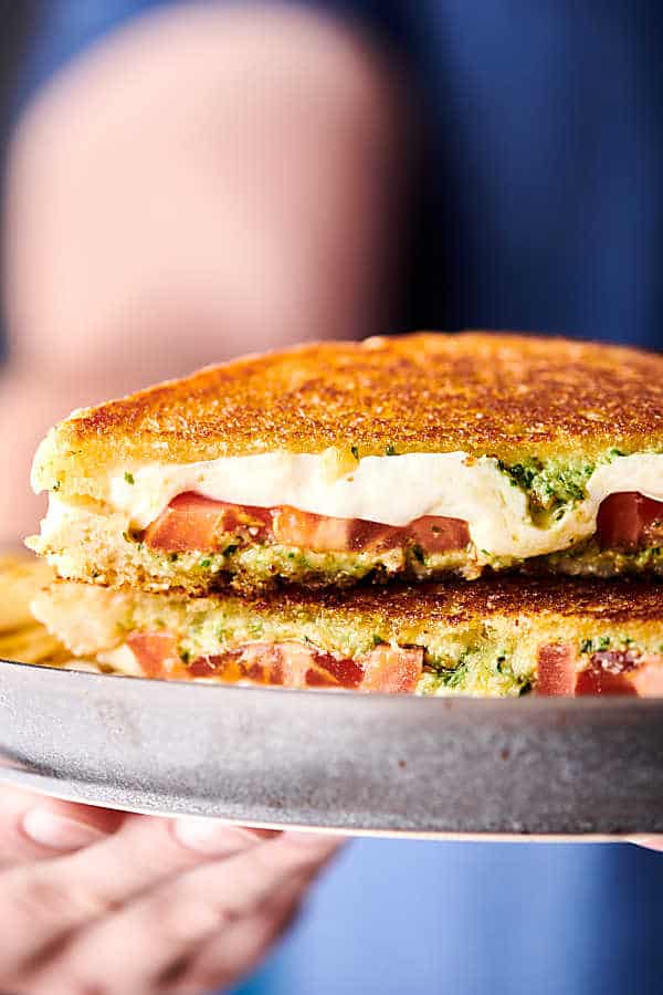Caprese Grilled Cheese Sandwich close up