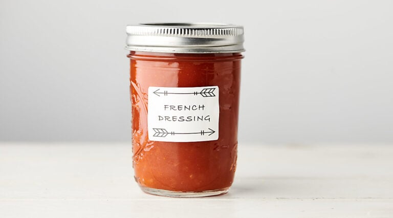 Mason jar of healthy homemade french dressing