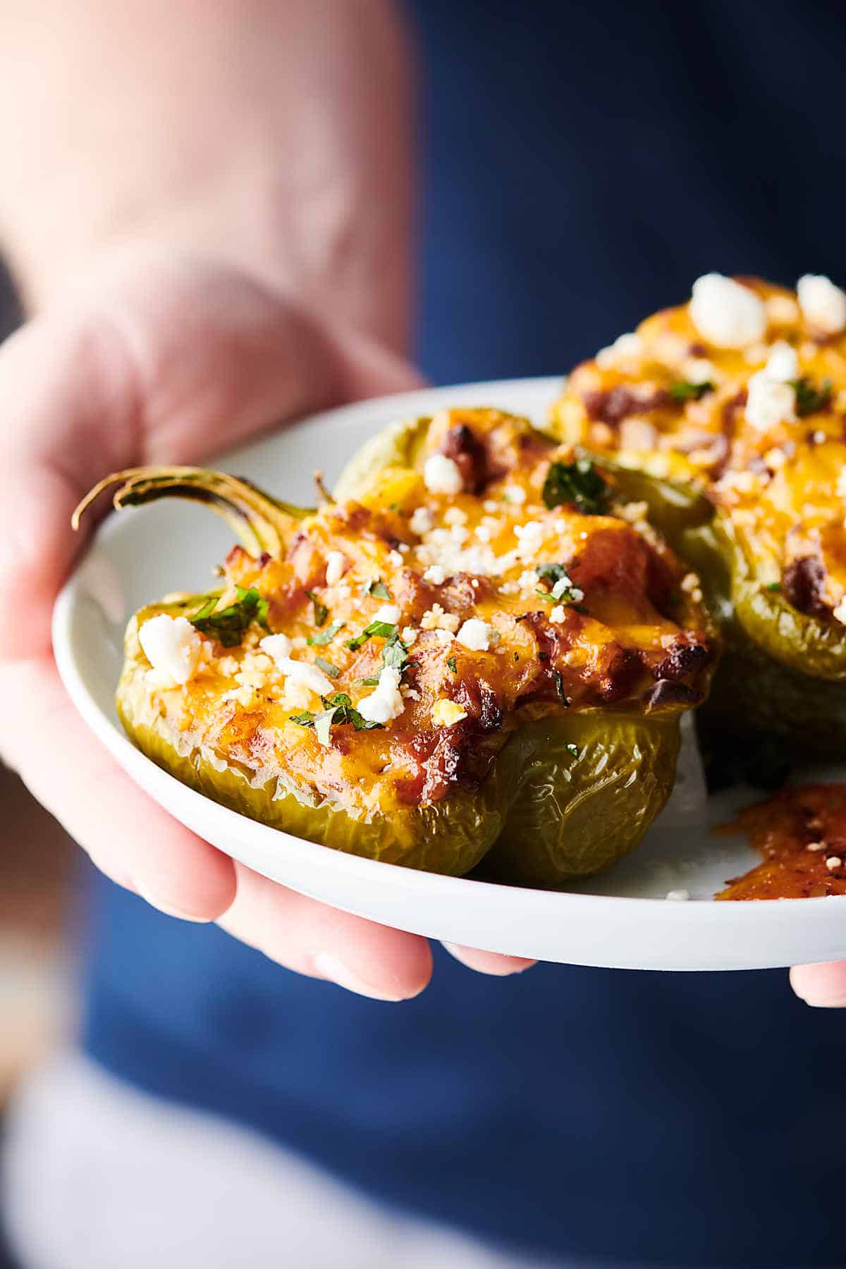 Cheesy Stuffed Peppers Recipe - W/ Beef, Rice, & Cheese