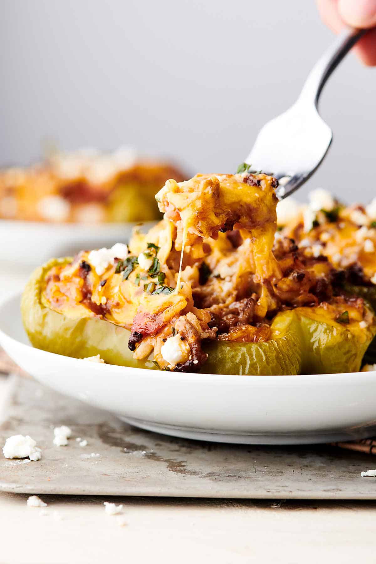 Cheesy Stuffed Peppers Recipe w/ Beef, Rice, & Cheese
