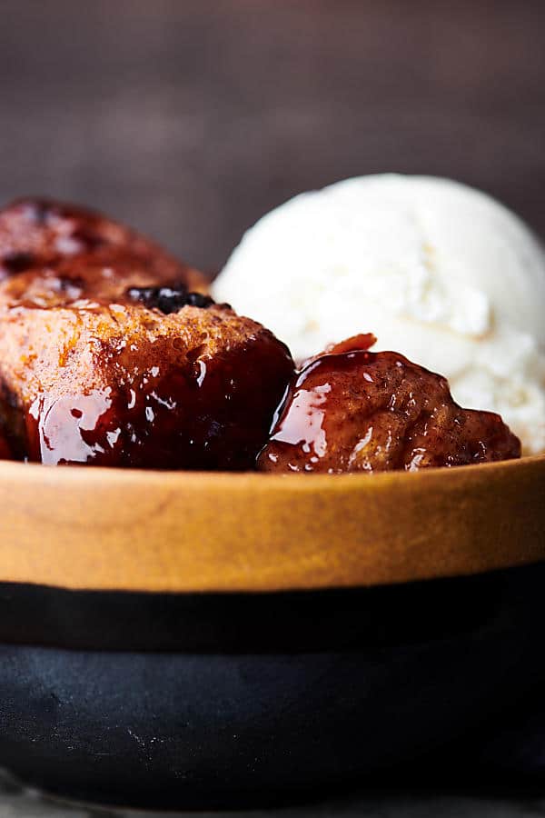 Slow Cooker Cherry Cobbler close up