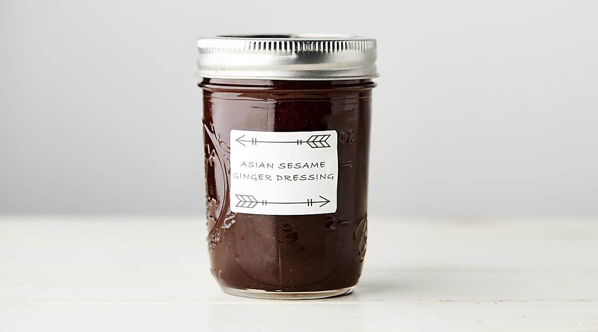 Mason jar of asian salad dressing