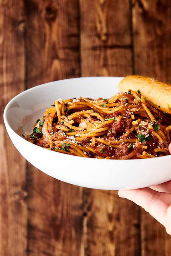 Instant Pot Spaghetti in bowl