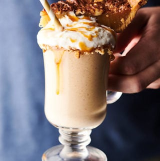 Pecan Pie Milkshake blue background