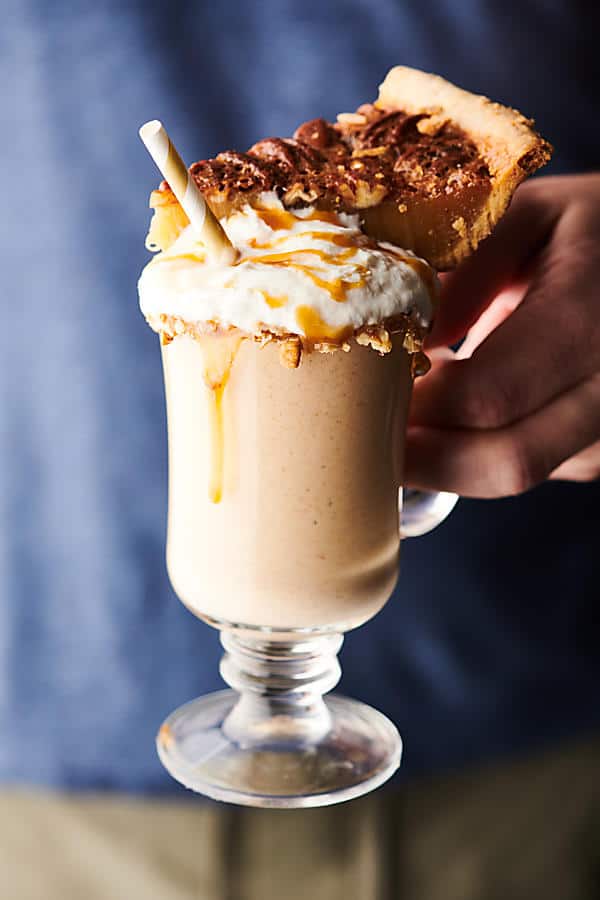 Pecan Pie Milkshake blue background