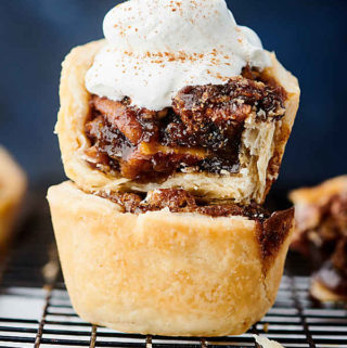 Mini Pecan Pies stacked