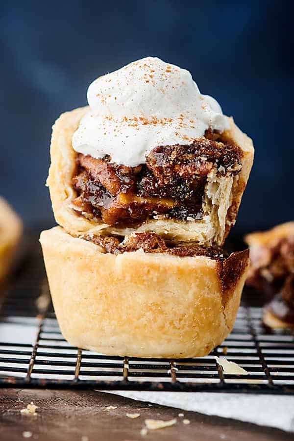 Mini Pecan Pies stacked