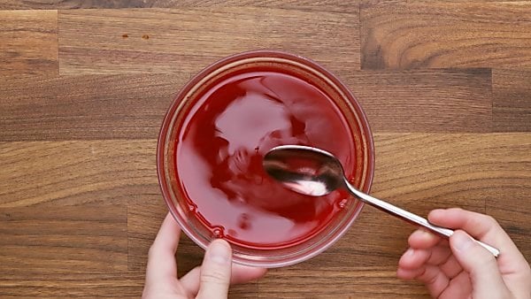 jello mixture with water in mixing bowl