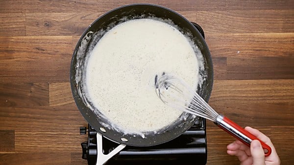 Flour and butter in skillet whisked