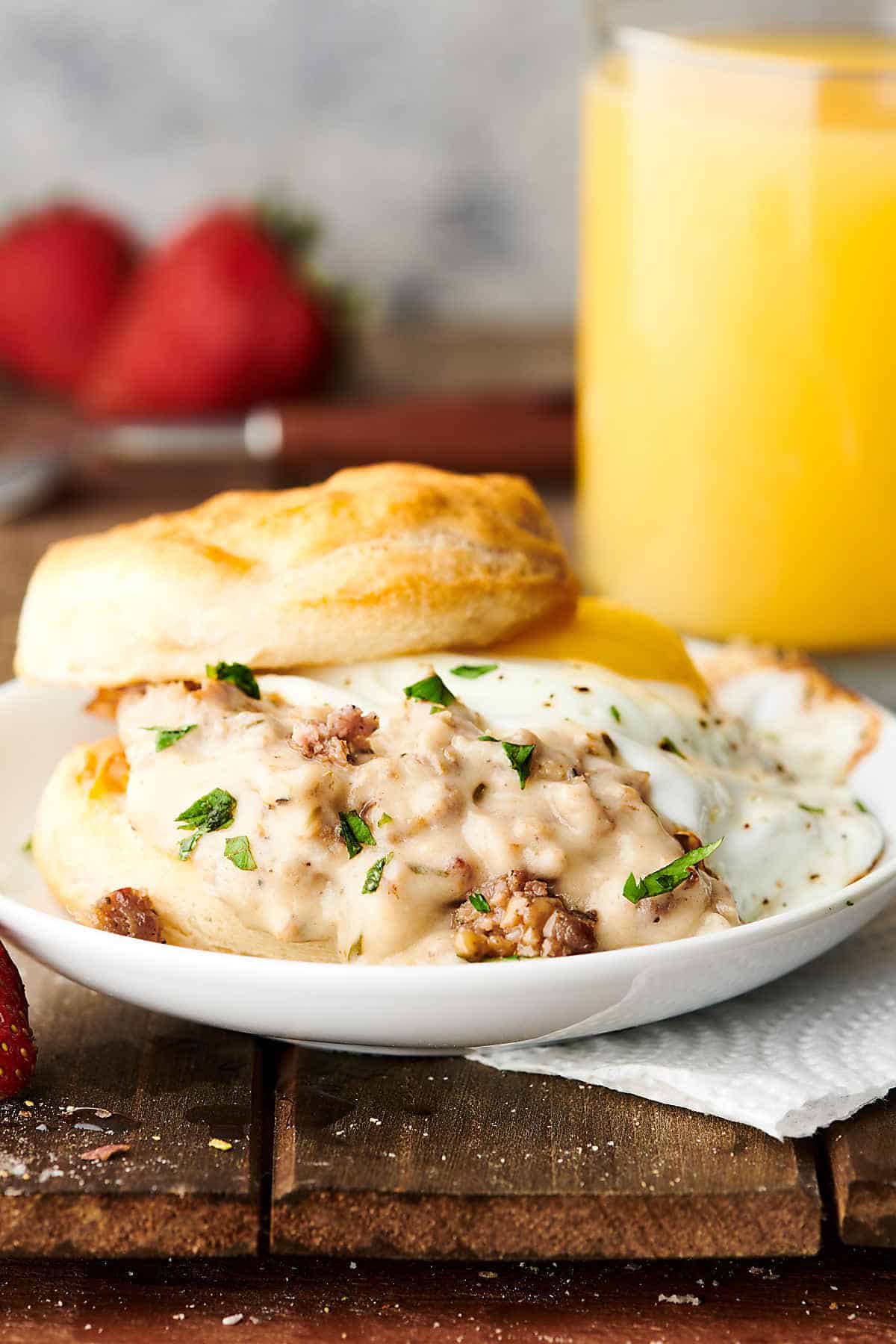 Easy Biscuits and Gravy - w/ Sausage Rosemary Gravy