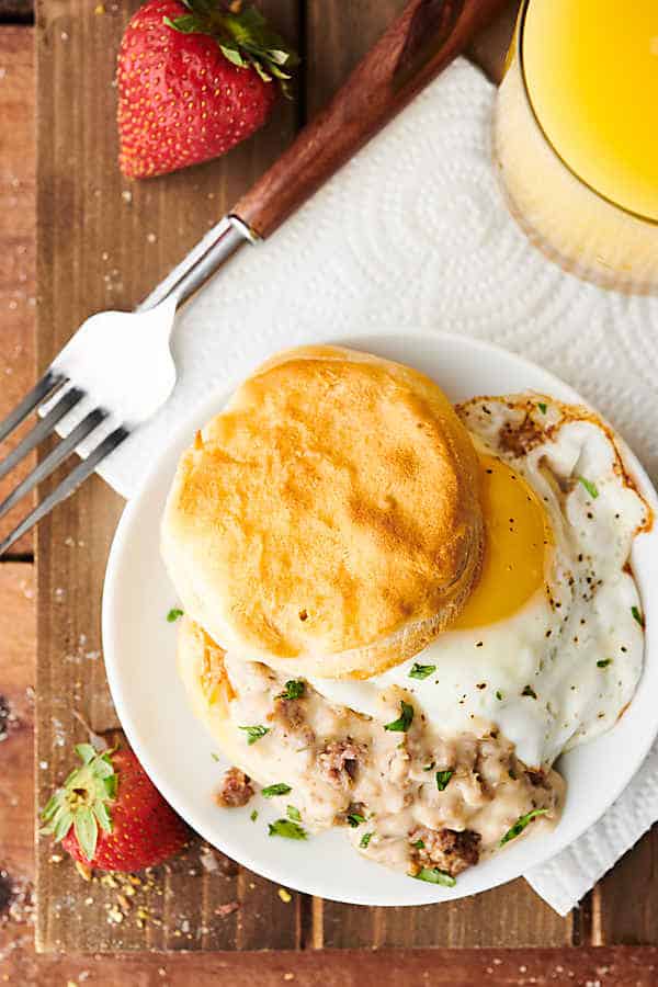 Easy Biscuits and Gravy - w/ Sausage Rosemary Gravy