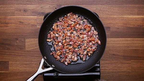 Bacon cooked in skillet