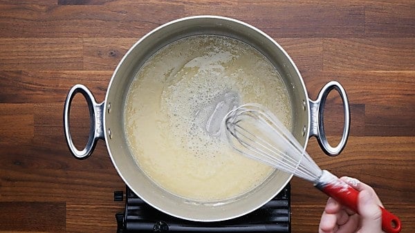 Butter and flour whisked in stockpot