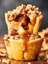 two mini apple pies stacked