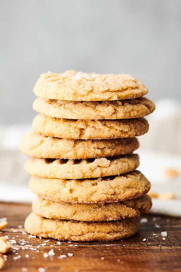 peanut butter cookies stacked