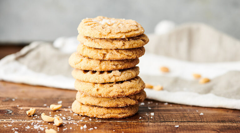 peanut butter cookies stacked