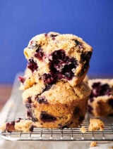 2 blueberry muffins stacked