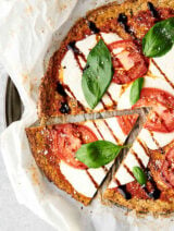 pizza made with cauliflower pizza crust above