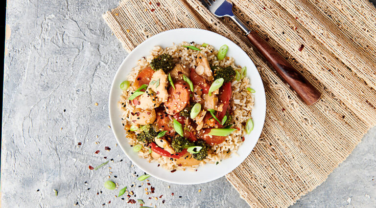 plate of chicken stir fry above
