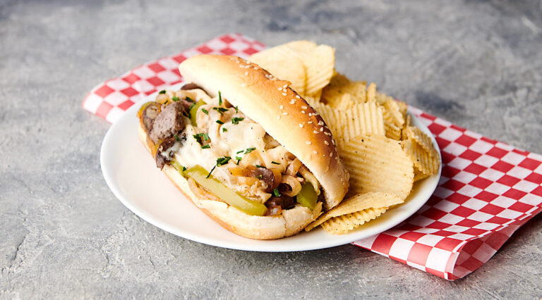 philly cheesesteak on plate