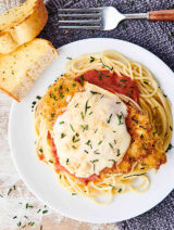 plate of chicken parmesan above