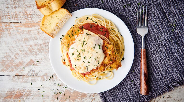 plate of chicken parmesan above