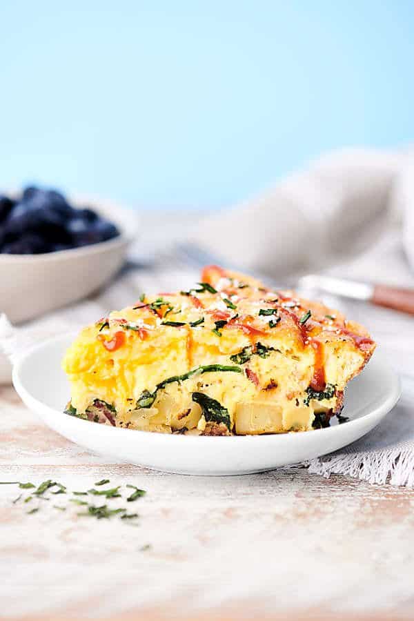 slice of frittata on plate