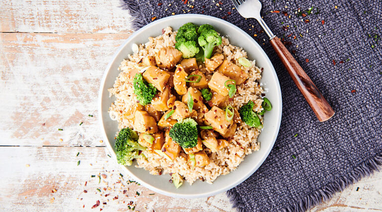 plate of teriyaki chicken above