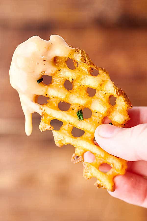 waffle fry with chick fil a sauce held
