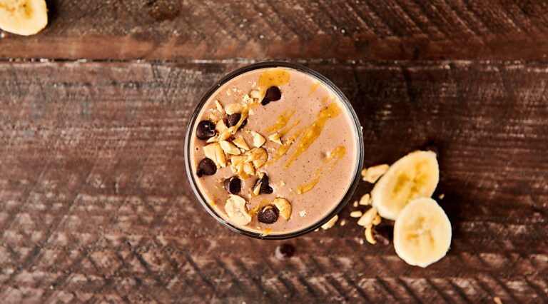 peanut butter banana smoothie above
