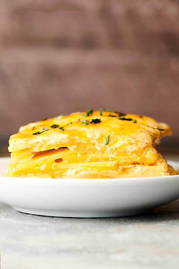 scalloped potatoes on plate