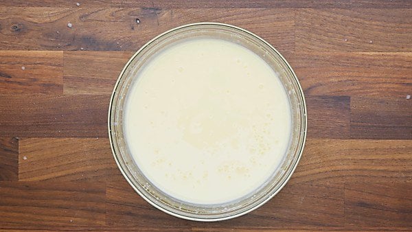 pudding mixture in mixing bowl