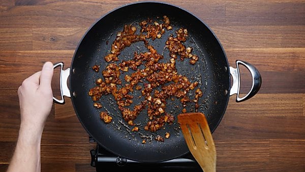 onion and seasoning in skillet