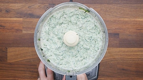 cheese filling mixture in food processor