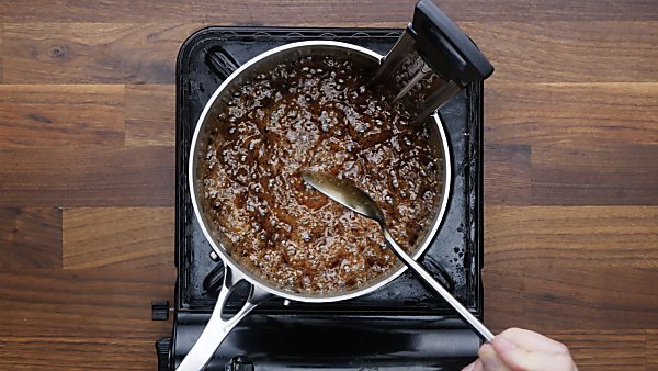 sugar and water in saucepan