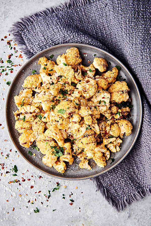 plate of roasted cauliflower above