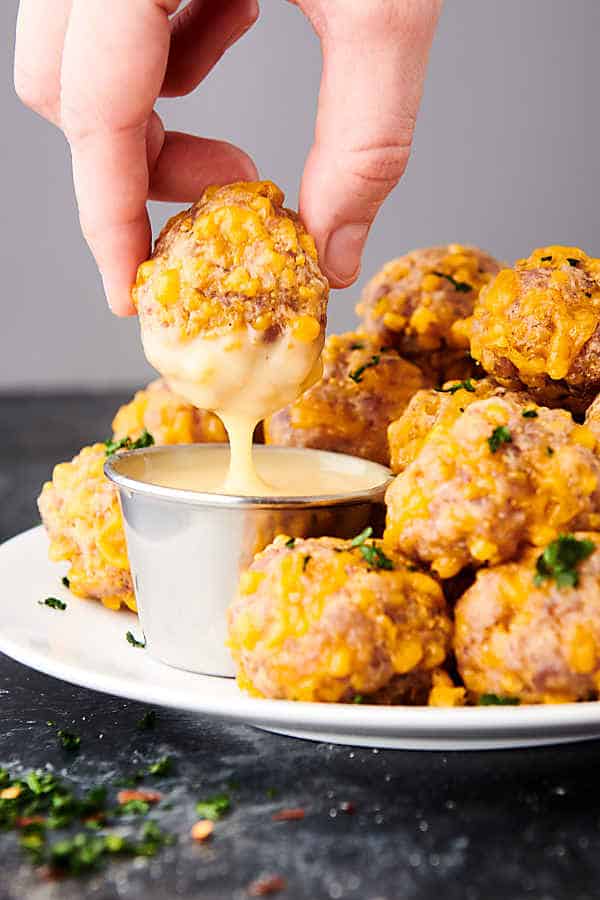 Sausage Balls Recipe - with Bisquick & Cheddar Cheese - 10-Minute Prep!