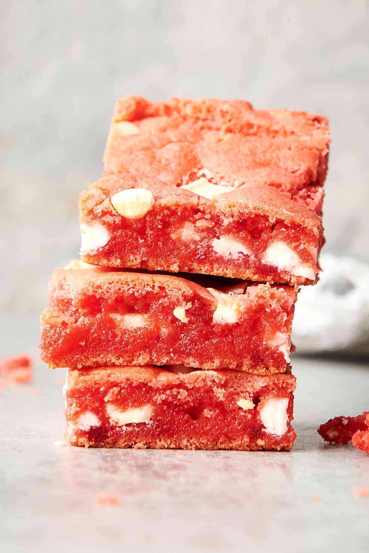 Strawberry Brownies with Cake Mix, Pudding Mix, and White Chocolate