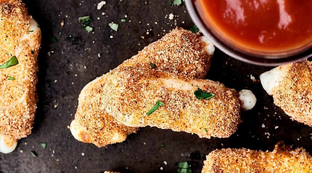 Air Fryer Mozzarella Sticks Recipe w/ Skim String Cheese, Wheat Flour