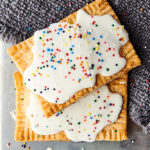 two air fryer strawberry pop tarts above