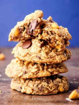 almond flour oatmeal cookies stacked