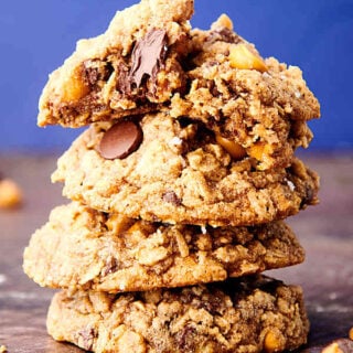 almond flour oatmeal cookies stacked