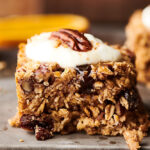 baked oatmeal on cookie sheet