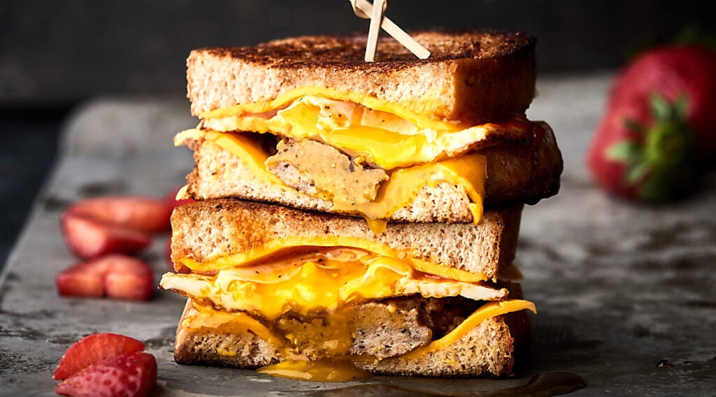 Breakfast Grilled Cheese Recipe - W  American Cheese, Egg & Sausage