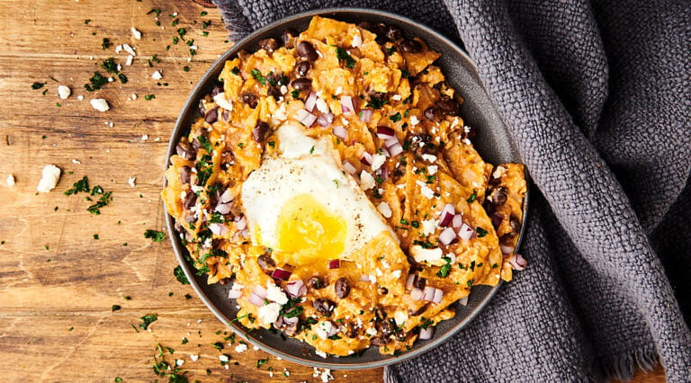 chilaquiles on plate above