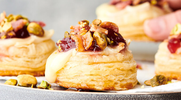 cranberry brie bites on plate