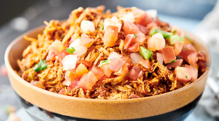 bowl of crockpot salsa chicken